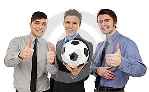 Business people with ball