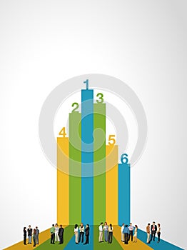 Business people on bar chart