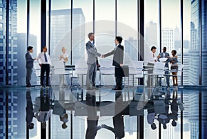 Business People Board Room Meeting Handshake Communication Concept