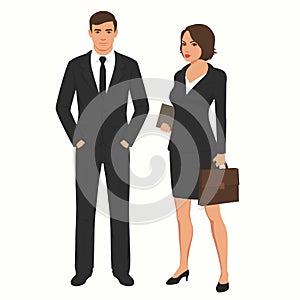Business people businessman and businesswoman. man, woman standing characters,