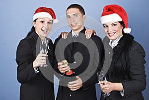 Business people celebrate Christmas