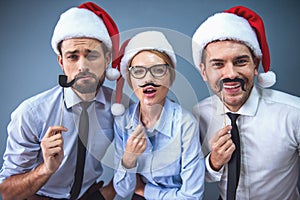 Business people celebrating Christmas