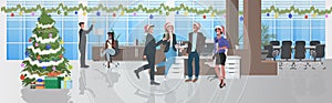 Business people celebrating corporate party coworkers drinking champagne merry christmas happy new year winter holidays