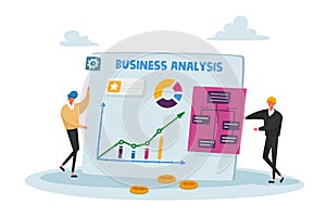 Business People Characters at Huge Statistics Chart, Office Employees Data Analysis, Project Management, Consulting