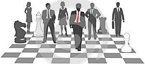 Business people chess team win game