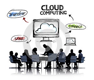 Business People and Cloud Computing Concepts