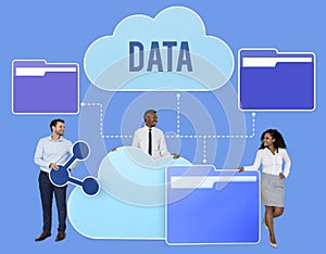Business people and cloud computing icons