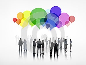 Business People With Colorful Speech Bubbles