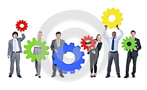 Business People with Colourful Gear Symbol