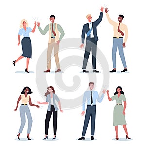 Business people communication idea set. Business man and woman