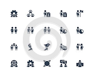 Business People, Communication and Professional Contacts Icons in Glyph Style