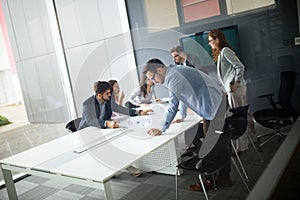 Business people conference in modern meeting room