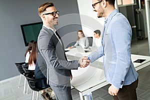 Business people conference in modern meeting room