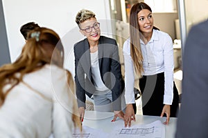 Business people conference in modern meeting room