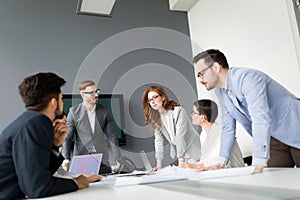 Business people conference in modern meeting room