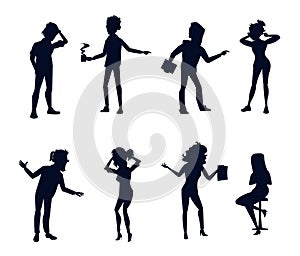 Business people conflict argue isolated vector Silhouette