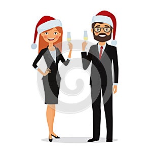 Business people congratulate on the Christmas holidays