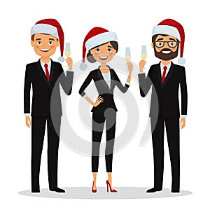 Business people congratulate on Christmas holidays