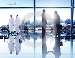 Business People Corporate Handshake Airport Concept