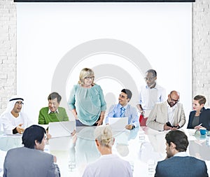 Business People Corporate Meeting Presentation Corporate Diversity Concept