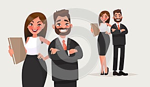 Business people. Couple of office workers. Vector illustration i