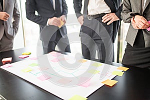 Business people developing plan on office desk