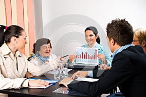 Business people with diagram at meeting
