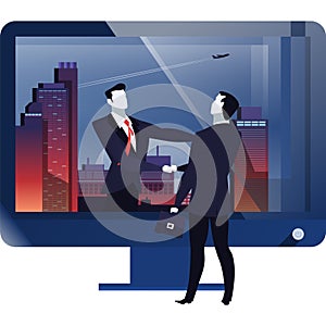 Business people digital relation vector flat icon