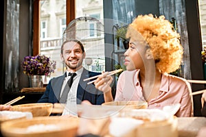 Business people during the dinner in the restaurant