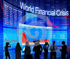 Business People Discussing About World Financial Crisis photo