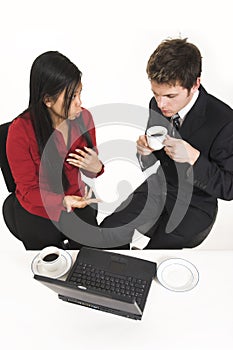 Business people drinking coffee
