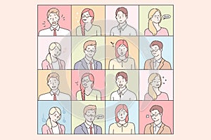 Business people emotions and facial expressions set concept