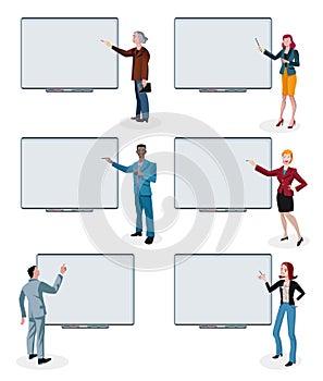 Business People and Empty Digital Whiteboards