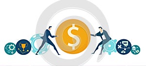 Business people fighting for money, salary, investments. Set of Business concept illustration.