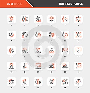 Business People Flat Line Web Icon Concepts
