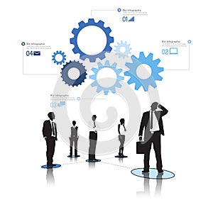 Business People Gears Biz Infographic Concept