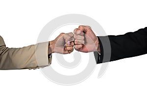 Business people giving fist bump