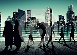 Business People Global Commuter Walking City Concept