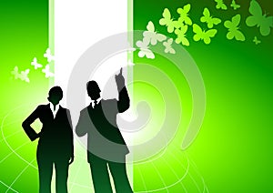 Business people with green background