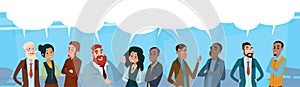 Business People Group Chat Communication Bubble, Businesspeople Discussing Social Network