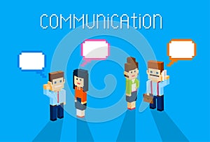 Business People Group Chat Communication Bubble Concept, Business People Talking Discussing 3d Isometric