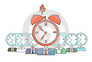 Business People Group Clock Alarm Head Deadline Concept
