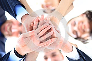 Business people group joining hands