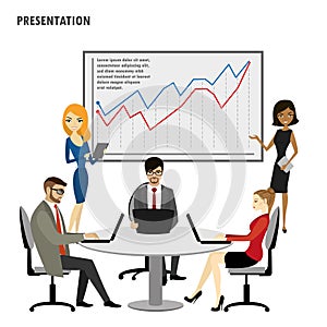 Business People Group Presentation Flip Chart Finance