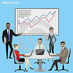 Business People Group Presentation Flip Chart Finance,isolated