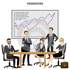 Business People Group Presentation Flip Chart Finance,isolated o