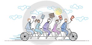 Business People Group Riding Bike Teamwork Concept