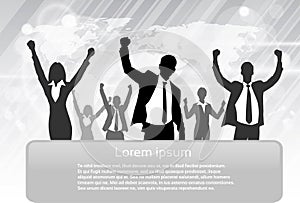 Business People Group Silhouette Excited Hold