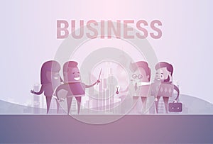 Business People Group Silhouette Meeting Speak Discussion Communication Concept
