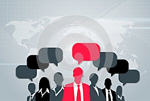 Business People Group Silhouette Speech Chat